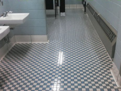 a restroom floor sealed with GlazeGuard Plus anti slip non slip coating