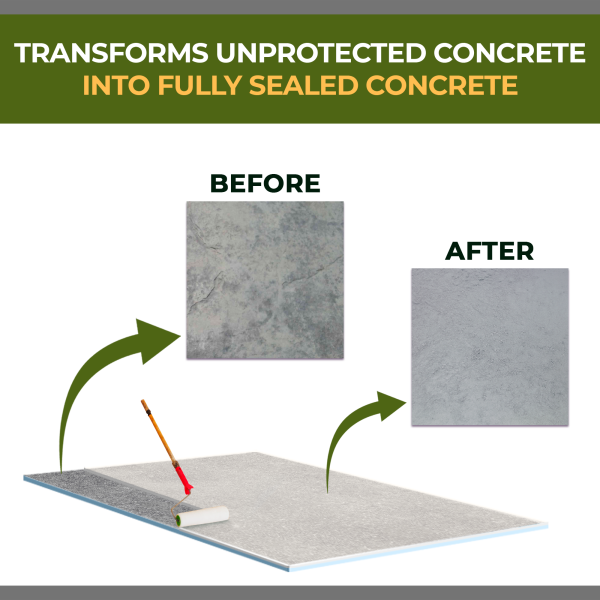 Concrete sealing process before and after