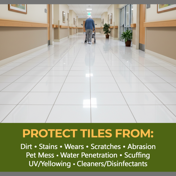 best porcelain tile sealer Clean hallway with protective tile message